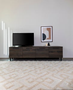 Solo TV-taso 220 cm, 4 ovea, tumma tammi