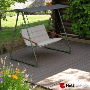 Rivetti-keinu 2-hengen, vihreä – säänkestävä teräsrunko ja pehmusteet