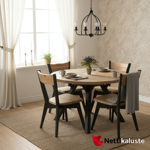 Lana py&ouml;re&auml; ruokailuryhm&auml; 1+4 &ndash; massiivim&auml;nty, jatkettava p&ouml;yt&auml;