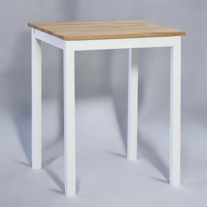 Rustiikki baarip&ouml;yt&auml;, valkoinen/tammi