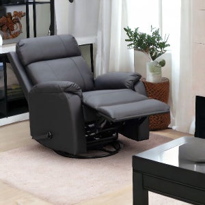 Vegas recliner-tuoli, musta nahka