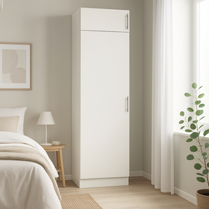 Eazy vaatekaappi yl&auml;kaapilla, 60 cm, valkoinen