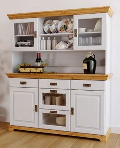 Laholm vitriinikaappi 145, valkoinen/hunaja