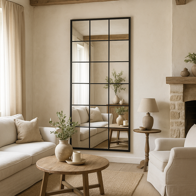 Atelier-ruutupeili 90&times;180 cm &ndash; musta kehys