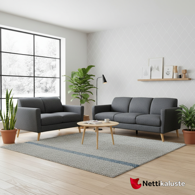 Eva sohvakalusto 3+2, tumma harmaa