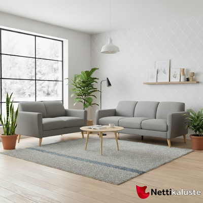 Eva sohvakalusto 3+2, vaalea harmaa