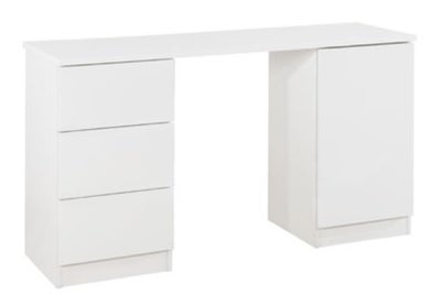 Lilja ty&ouml;p&ouml;yt&auml; laatikostolla ja ovikaapilla, eri v&auml;rej&auml;