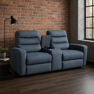 Luke s&auml;hk&ouml;k&auml;ytt&ouml;inen recliner-sohva 2-istuttava, sininen