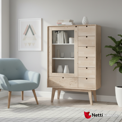 Notte vitriini, Kiteen Huonekalutehdas, luonnonväri koivu