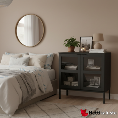 Siera lasiovikaappi, 80 cm, musta