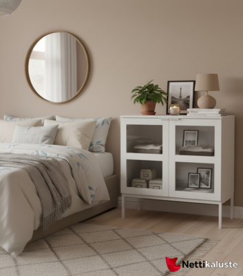 Siera lasiovikaappi, 80 cm, valkoinen