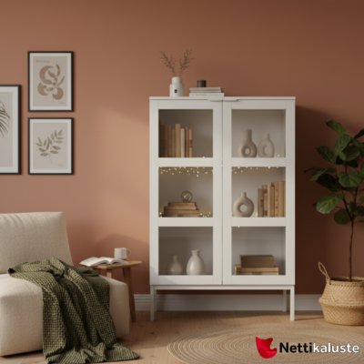 Siera lasiovikaappi, 120 cm, valkoinen