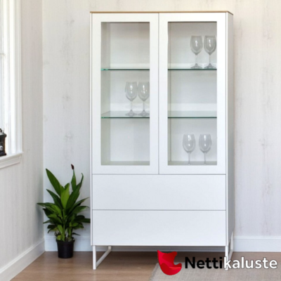 Suvi vitriini vetolaatikoilla 154 cm, valkoinen/tammi