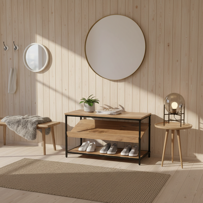 Koto kenk&auml;hylly, rustiikki/musta