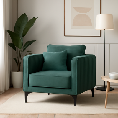 Eloisa nojatuoli, vihre&auml; sametti