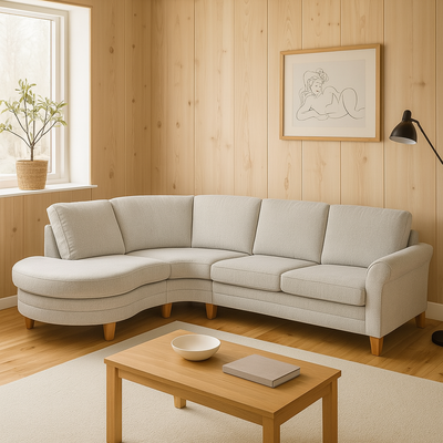 Ros&eacute; kulmasohva avop&auml;&auml;dyll&auml;